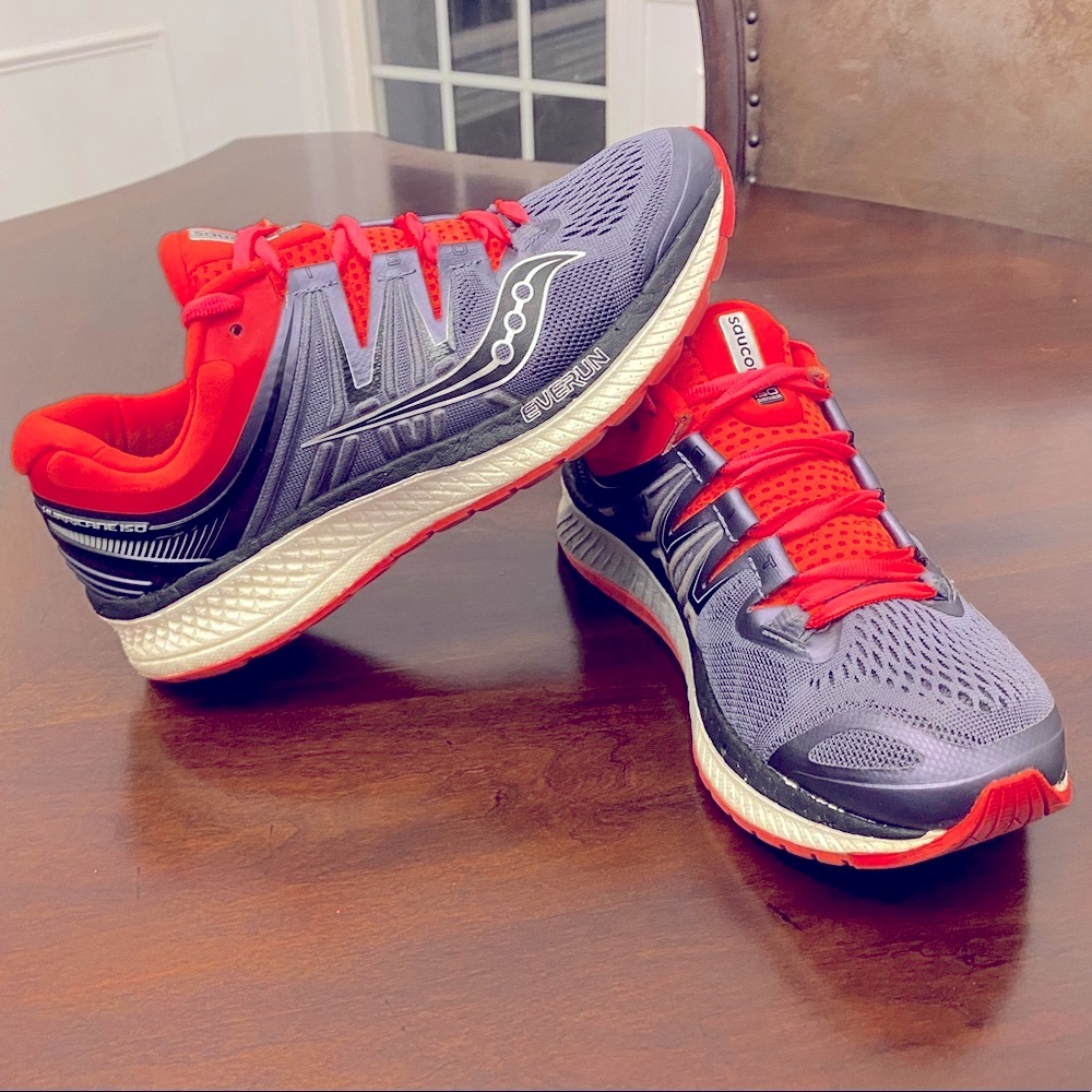 Saucony Women's Low Top Running Shoe, Size 8, Grey/Black/Hi-Viz Red